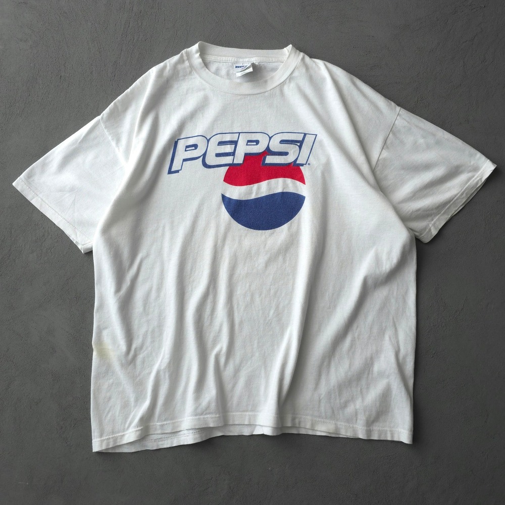 Vintage 2000s Jerzees White Pepsi T-shirt XL Y2K Graphic Soda Promo